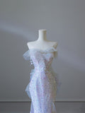 Cifeeo-back to school outfits nye outfits Valentine's Day outfits Modest Mermaid Strapless Tulle Flowers Evening Dress Long Prom Dresses CIF1652