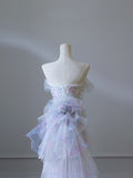 Cifeeo-back to school outfits nye outfits Valentine's Day outfits Modest Mermaid Strapless Tulle Flowers Evening Dress Long Prom Dresses CIF1652