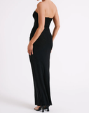 Cifeeo-back to school outfits nye outfits Valentine's Day outfits Sexy Sheath Strapless Sequin Floor Length Black Evening Dress Prom Dresses CIF1723