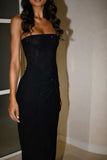 Cifeeo-back to school outfits nye outfits Valentine's Day outfits Sexy Sheath Strapless Sequin Floor Length Black Evening Dress Prom Dresses CIF1723
