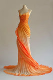 Cifeeo-back to school outfits nye outfits Valentine's Day outfits Retro A line Spaghetti Straps Orange Ombre Chiffon Long Evening Dress Prom Dresses CIF1743