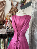 Cifeeo-back to school outfits nye outfits Valentine's Day outfits Vintage Fashion A line Floor Length Pink Satin Evening Dress Prom Dresses CIF1874