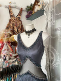 Cifeeo-back to school outfits nye outfits Valentine's Day outfits Vintage Fashion Mermaid Straps Floor Length Gray Satin Evening Dress Prom Dresses CIF1877