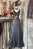 Cifeeo-back to school outfits nye outfits Valentine's Day outfits Vintage Fashion Mermaid Straps Floor Length Gray Satin Evening Dress Prom Dresses CIF1877