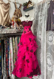 Cifeeo-back to school outfits nye outfits Valentine's Day outfits Vintage Fashion Mermaid Strapless Hot Pink Floor Length Evening Dress Prom Dresses CIF1887