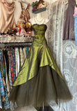 Cifeeo-back to school outfits nye outfits Valentine's Day outfits Vintage Fashion Mermaid Strapless Olive Green Floor Length Evening Dress Prom Dresses CIF1888