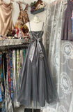Cifeeo-back to school outfits nye outfits Valentine's Day outfits Vintage Fashion A line Straps Gray Tulle Floor Length Evening Dress Prom Dresses CIF1890