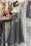 Cifeeo-back to school outfits nye outfits Valentine's Day outfits Vintage Fashion A line Straps Gray Tulle Floor Length Evening Dress Prom Dresses CIF1890