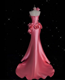 Cifeeo-back to school outfits nye outfits Valentine's Day outfits Vintage Fashion Mermaid Strapless Pink Satin Floor Length Evening Dress Prom Dresses CIF1913