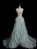 Cifeeo-back to school outfits nye outfits Valentine's Day outfits Vintage Fashion A line Sweetheart Tulle Floor Length Evening Dress Prom Dresses CIF1916