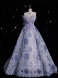 Cifeeo-back to school outfits nye outfits Valentine's Day outfits Aesthetic Ball Gown Sweetheart Lilac Tulle Party Dress Long Prom Dress Evening Dresses CIF1927