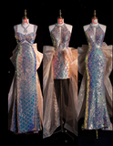 Cifeeo-back to school outfits nye outfits Valentine's Day outfits Pretty Mermaid Sequin Long Prom Dress Evening Dress Formal Dress CIF1980