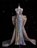 Cifeeo-back to school outfits nye outfits Valentine's Day outfits Pretty Mermaid Sequin Long Prom Dress Evening Dress Formal Dress CIF1980