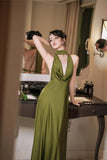 Cifeeo-back to school outfits nye outfits Valentine's Day outfits Drop Neck Silk Maxi Dress Wedding Guest Dress Prom Dresses Evening Gowns CIF1997