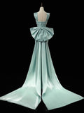 Cifeeo-back to school outfits nye outfits Valentine's Day outfits Simple Satin Long Prom Dress Long Formal Dress With Bow Evening Gowns CIF2000