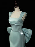 Cifeeo-back to school outfits nye outfits Valentine's Day outfits Simple Satin Long Prom Dress Long Formal Dress With Bow Evening Gowns CIF2000