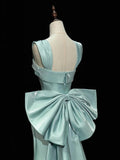 Cifeeo-back to school outfits nye outfits Valentine's Day outfits Simple Satin Long Prom Dress Long Formal Dress With Bow Evening Gowns CIF2000
