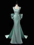 Cifeeo-back to school outfits nye outfits Valentine's Day outfits Simple Satin Long Prom Dress Long Formal Dress With Bow Evening Gowns CIF2000