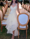 Cifeeo-back to school outfits nye outfits Valentine's Day outfits Sexy High Low Straps Neckline Sleeveless White Long Prom Dresses CIF2007