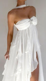 Cifeeo-back to school outfits nye outfits Valentine's Day outfits Sexy A Line Sweetheart Neckline Sleeveless White Chiffon Prom Dresses CIF2009