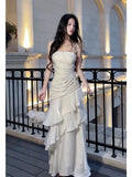 Cifeeo-back to school outfits nye outfits Valentine's Day outfits Beautiful Mermaid Spaghetti Straps Ivory Long Party Dresses Prom Dress CIF2015