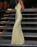 Cifeeo-back to school outfits nye outfits Valentine's Day outfits Beautiful Mermaid V Neckline Yellow Long Sequin Party Dresses Prom Dress CIF2027