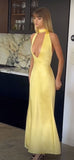 Cifeeo-back to school outfits nye outfits Valentine's Day outfits Pretty Mermaid V Neckline Long Yellow Party Dresses Prom Dresses CIF2038