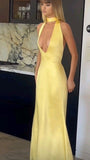Cifeeo-back to school outfits nye outfits Valentine's Day outfits Pretty Mermaid V Neckline Long Yellow Party Dresses Prom Dresses CIF2038