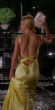Cifeeo-back to school outfits nye outfits Valentine's Day outfits Gorgeous Mermaid Spaghetti Straps Floor Length Yellow Evening Dress Backless Prom Dresses CIF2047
