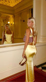 Cifeeo-back to school outfits nye outfits Valentine's Day outfits Elegant Sheath Square Neckline 2 Pieces Floor-length Satin Long Yellow Evening Dress Prom Dresses CIF2052