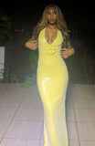 Cifeeo-back to school outfits nye outfits Valentine's Day outfits Classy Mermaid V Neckline Sequin Yellow Long Evening Dress Prom Dresses CIF2065