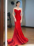 Cifeeo-back to school outfits nye outfits Valentine's Day outfits Pretty Mermaid Sweetheart Satin Long Red Prom Dress Evening Dress Formal Dress CIF2137