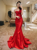 Cifeeo-back to school outfits nye outfits Valentine's Day outfits Pretty Mermaid Sweetheart Satin Long Red Prom Dress Evening Dress Formal Dress CIF2137