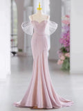 Cifeeo-back to school outfits nye outfits Valentine's Day outfits Pretty Mermaid Spaghetti Straps Pink Long Prom Dress Evening Dress Formal Dress CIF2138
