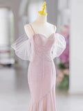 Cifeeo-back to school outfits nye outfits Valentine's Day outfits Pretty Mermaid Spaghetti Straps Pink Long Prom Dress Evening Dress Formal Dress CIF2138