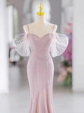 Cifeeo-back to school outfits nye outfits Valentine's Day outfits Pretty Mermaid Spaghetti Straps Pink Long Prom Dress Evening Dress Formal Dress CIF2138