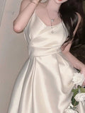 Cifeeo-back to school outfits nye outfits Valentine's Day outfits Pretty A line Spaghetti Straps Satin Prom Dress Evening Dress Formal Dress CIF2146