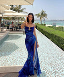 Cifeeo-back to school outfits nye outfits Valentine's Day outfits Pretty Mermaid Spaghetti Straps Royal Blue Long Prom Dress Evening Dress Formal Dress CIF2150