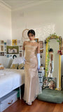 Cifeeo-back to school outfits nye outfits Valentine's Day outfits Pretty Mermaid Halter Neckline Champagne Long Prom Dress Evening Dress Formal Dress CIF2154