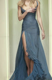 Cifeeo-back to school outfits nye outfits Valentine's Day outfits Pretty Mermaid Straps Neckline Chiffon Slit Long Prom Dress Evening Dress Formal Dress CIF2155