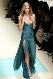 Cifeeo-back to school outfits nye outfits Valentine's Day outfits Pretty Mermaid Straps Neckline Chiffon Slit Long Prom Dress Evening Dress Formal Dress CIF2155