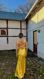 Cifeeo-back to school outfits nye outfits Valentine's Day outfits Gorgeous Mermaid Spaghetti Straps Floor Length Yellow Evening Dress Backless Prom Dresses CIF2163
