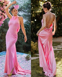 Cifeeo-back to school outfits nye outfits Valentine's Day outfits Pretty Mermaid Halter Pink Backless Prom Dress Evening Dress Formal Dress CIF2178