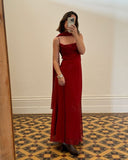 Cifeeo-back to school outfits nye outfits Valentine's Day outfits Pretty A Line Spaghetti Straps Ankle Length Red Prom Dress Evening Dress Formal Dress With Ribbon CIF2189