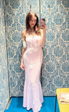 Cifeeo-back to school outfits nye outfits Valentine's Day outfits Fancy Mermaid Strapless Pink Lace Long Prom Dress Evening Dress Formal Dress CIF2197