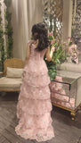 Cifeeo-back to school outfits nye outfits Valentine's Day outfits Pretty A-Line Off The Shoulder Blush Pink Lace Slit Long Prom Dresses Formal Evening Dress CIF2202