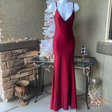 Cifeeo-back to school outfits nye outfits Valentine's Day outfits Sexy Mermaid Spaghetti Straps Satin Burgundy Prom Dresses Long Party Dress CIF2223