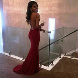 Cifeeo-back to school outfits nye outfits Valentine's Day outfits Sexy Mermaid Spaghetti Straps Satin Burgundy Prom Dresses Long Party Dress CIF2226