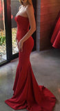 Cifeeo-back to school outfits nye outfits Valentine's Day outfits Sexy Mermaid Sweetheart Satin Red Prom Dresses Long Party Dress CIF2227