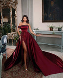 Cifeeo-back to school outfits nye outfits Valentine's Day outfits Sexy Mermaid Off The Shoulder Burgundy Satin Prom Dresses Long Party Dress CIF2236